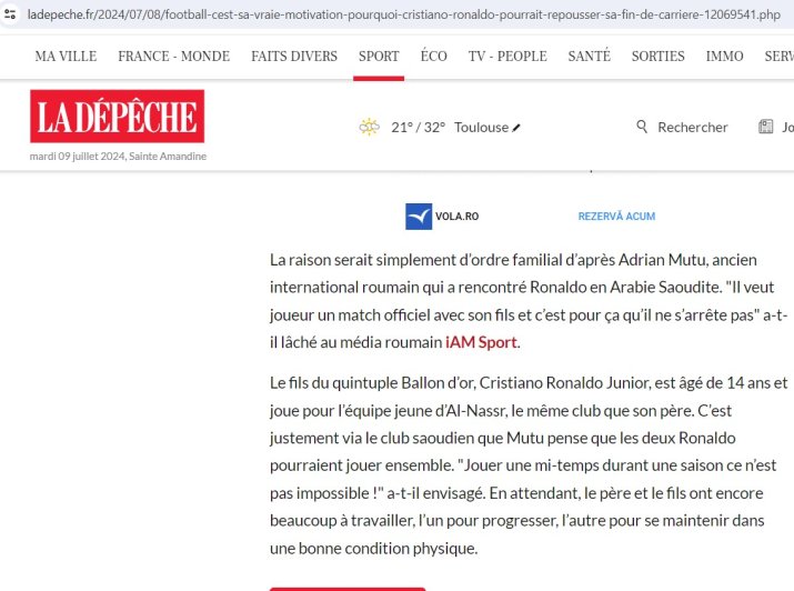 Captură La Depeche, publicație franceză