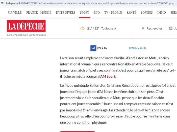 Captură La Depeche, publicație franceză