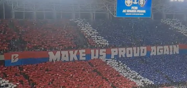 Scenografie plătită a celor de la FCSB la partida cu Sparta Praga