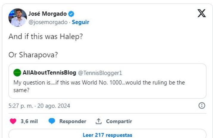 Comentariul lui Morgado pe X
