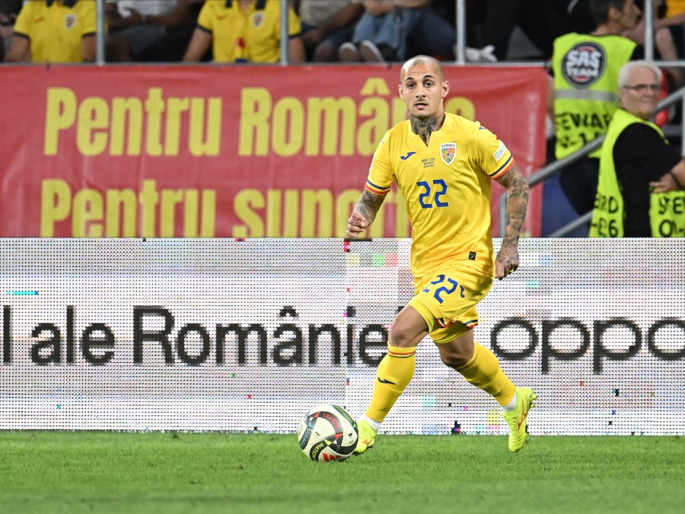 Alexandru Mitrita in meciul de fotbal dintre Romania si Lituania, contand pentru Liga Natiunilor, desfasurat pe Stadionul Steaua din Bucuresti, luni 9 septembrie 2024