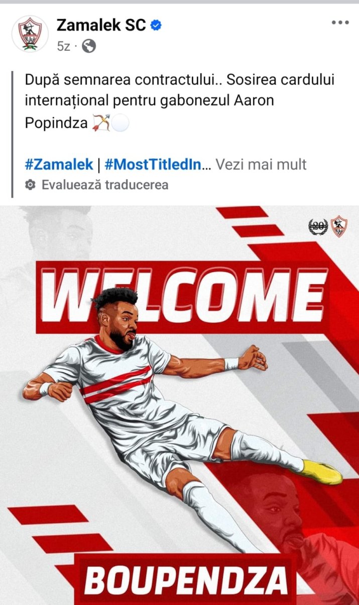 Zamalek nu a șters nici acum anunțul venirii lui Boupendza