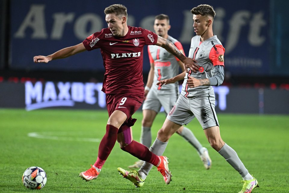 Louis Munteanu și Octavian Popescu, în meciul CFR Cluj - FCSB, 2-2