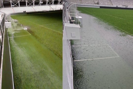 Cum arată gazonul de pe stadionul Arcul de Triumf după ploile torențiale din București