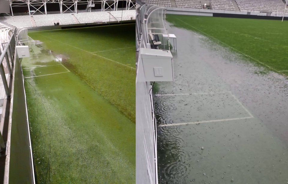 Cum arată stadionul Arcul de Triumf după ploi