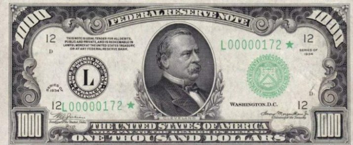 Cel mai probabil, bancnota prezentată de Ion Țiriac era un model cu chipul lui Grover Cleveland