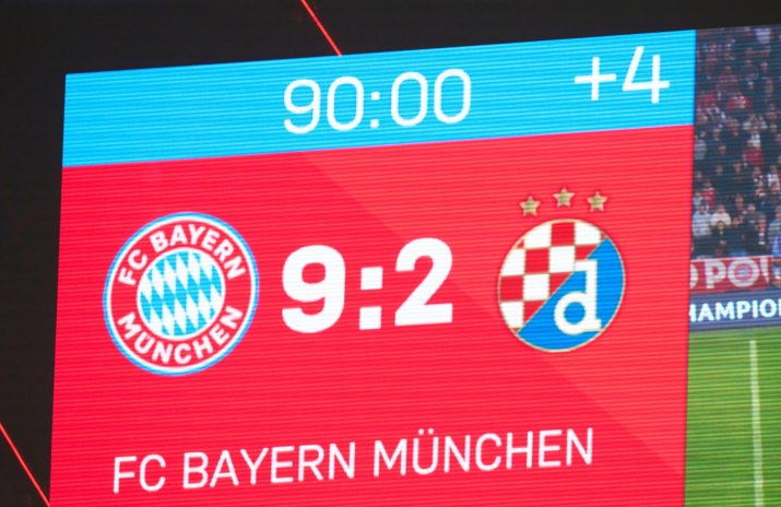 Bayern - Dinamo Zagreb 9-2 este al doilea meci din istoria Ligii Campionilor ca număr al golurilor marcate