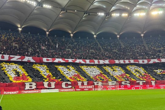 Scenografii impresionante, ironii fine și mesaje rasiste la Dinamo - Rapid: ”S-a întors după un an / Vocea a doua a lui Salam”. Ce s-a văzut în tribunele Arenei Naționale