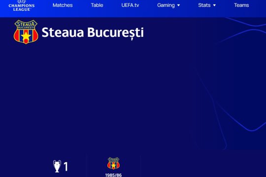 UEFA a explicat de ce a mutat Cupa Campionilor Europeni de la FCSB la Steaua pe site-ul oficial