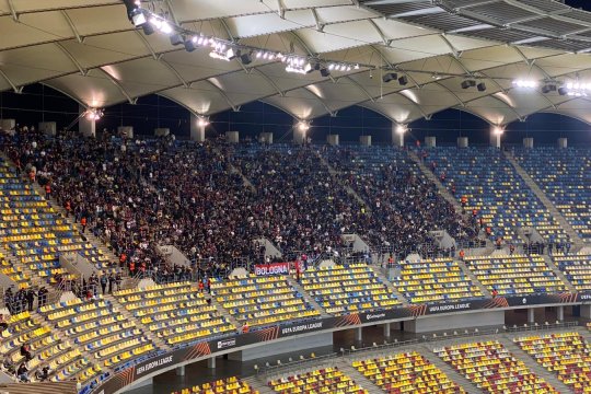 Fanii Bolognei, ironici pe Arena Națională. Bannerul care i-a scos din sărite pe fanii FCSB