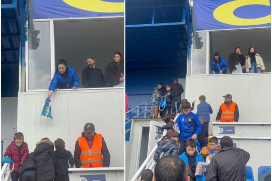 Belșug și voie bună la Metaloglobus. Suporterii au fost recompensați cu eșarfe, ”catapultate” de la nivelul tribunei oficiale