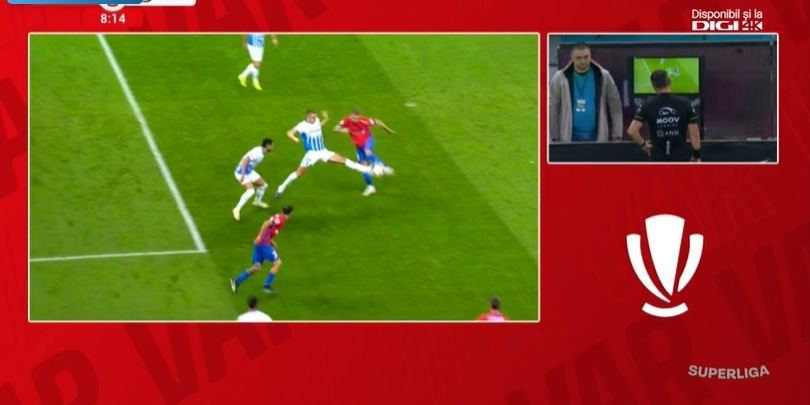 Istvan Kovacs s-a păcălit și a acordat penalty eronat pentru FCSB. Decizia a fost întoarsă la VAR
