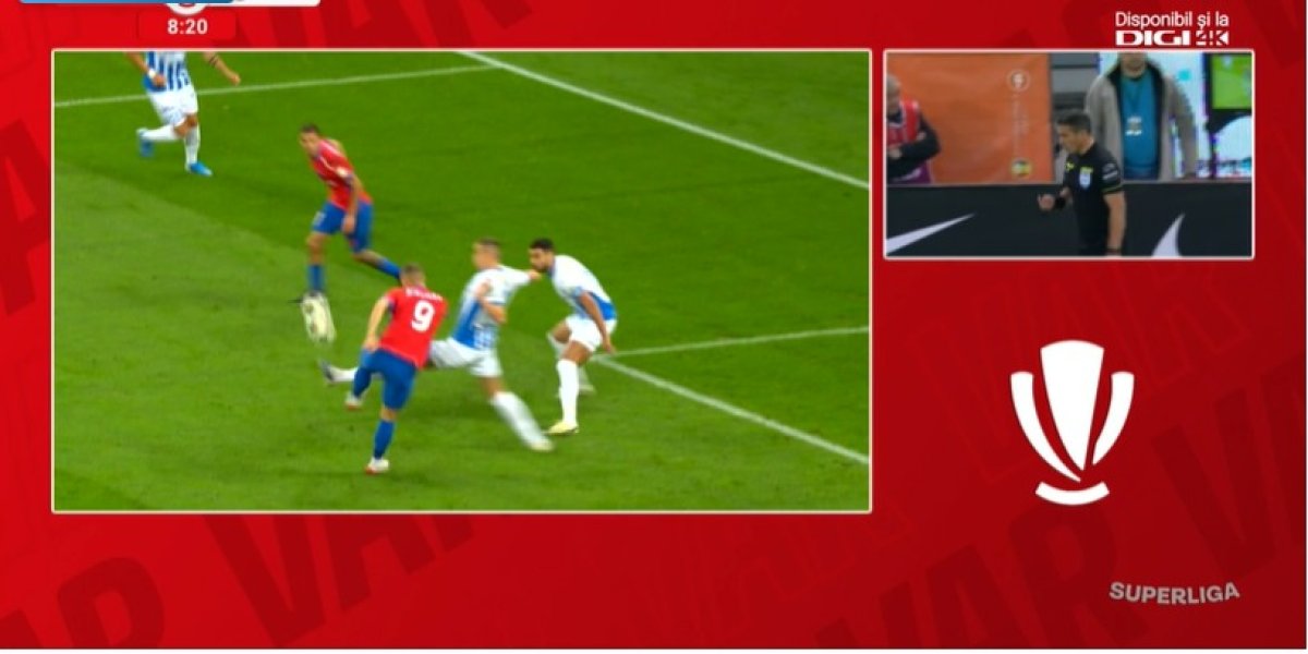 Istvan Kovacs s-a păcălit și a acordat penalty eronat pentru FCSB. Decizia a fost întoarsă la VAR