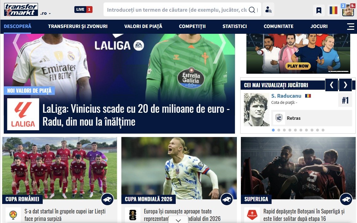 Sorin Răducanu, cel mai căutat nume pe transfermarkt.ro