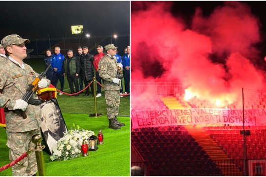 Pregătiri la stadionul din Oradea pentru înmormântarea lui Emeric Ienei. Mesajul ultrașilor: ”Emerich Ienei - valoare națională / Legenda în veci n-o să-ți dispară”