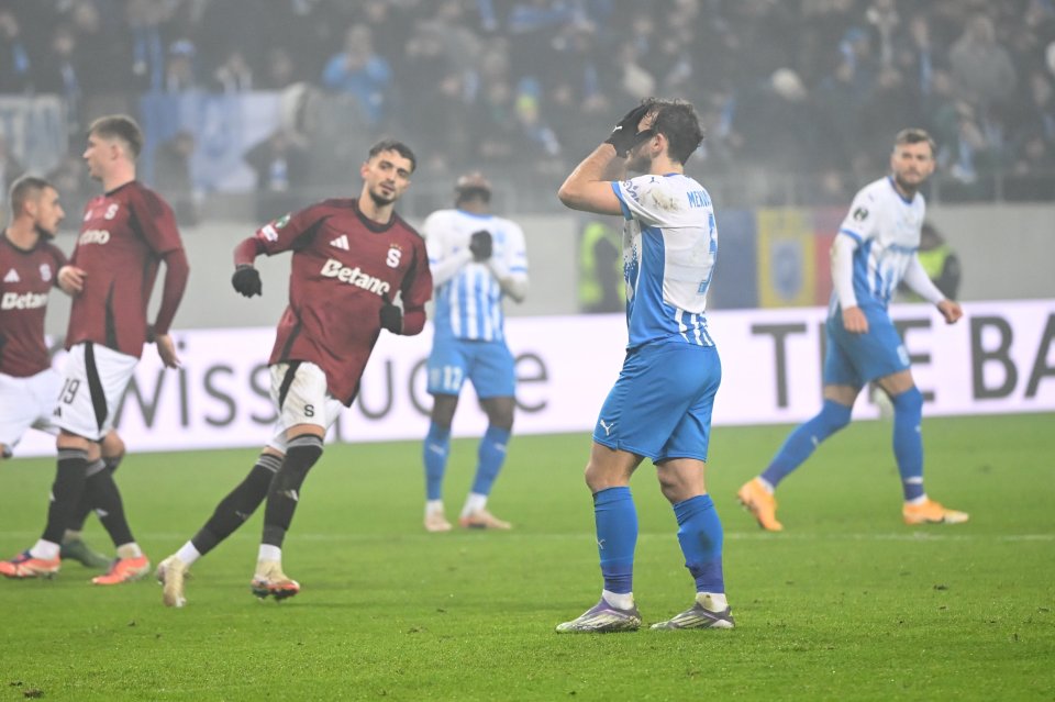 Anzor Mekvabishvili reactioneaza dupa ratarea unui penalty in meciul dintre Universitatea Craiova si Sparta Praga
