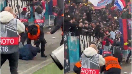 Un suporter al FCSB, la un pas de tragedie la finalul meciului cu Feyenoord! A căzut din tribună la golul lui Tănase