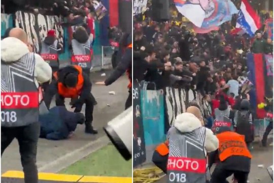 Un suporter al FCSB, la un pas de tragedie la finalul meciului cu Feyenoord! A căzut din tribună la golul lui Tănase