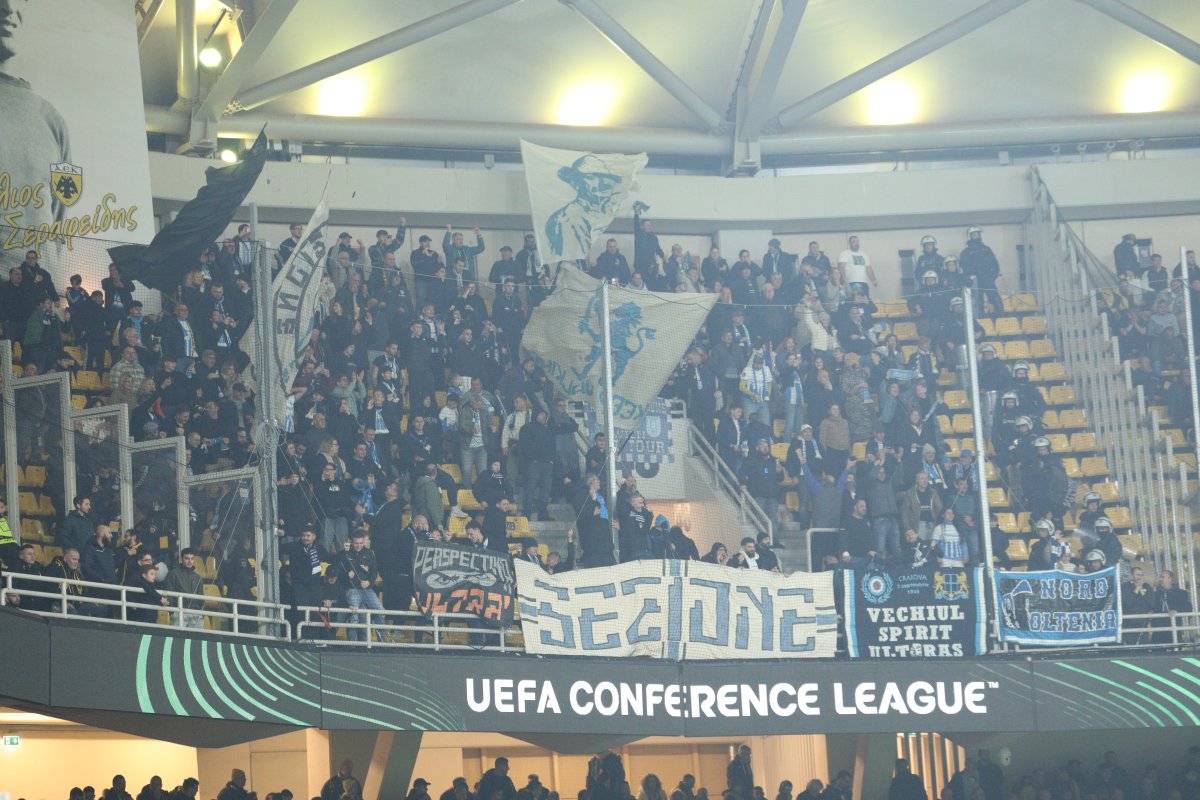 Suporterii olteni și-au însoțit echipa în ultimul meci din grupa unică a Conference League