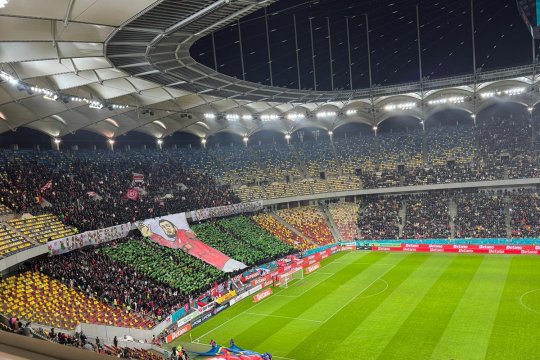 Și-a făcut mătănii și a zbierat în tribună, apoi a fost scos de jandarmi de pe Arena Națională
