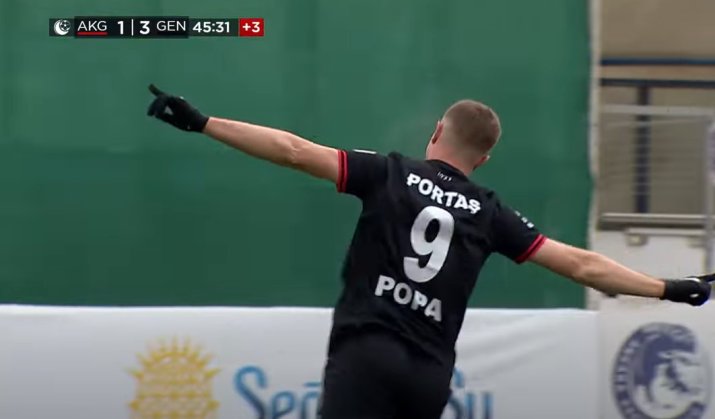 Daniel Popa se bucură după ce a marcat al doilea său gol în meciul lui Genclerbirligi