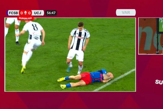 Penalty inventat?! Faza extrem de controversată în urma căreia FCSB a primit lovitură de la 11 metri, în fața U Cluj