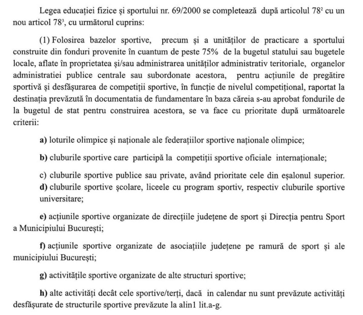 O parte din proiectul de lege depus de Gigi Becali în parlament