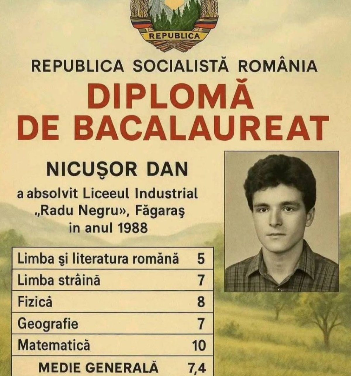 Diploma de BAC falsă care a circulat pe Internet în ultima perioadă