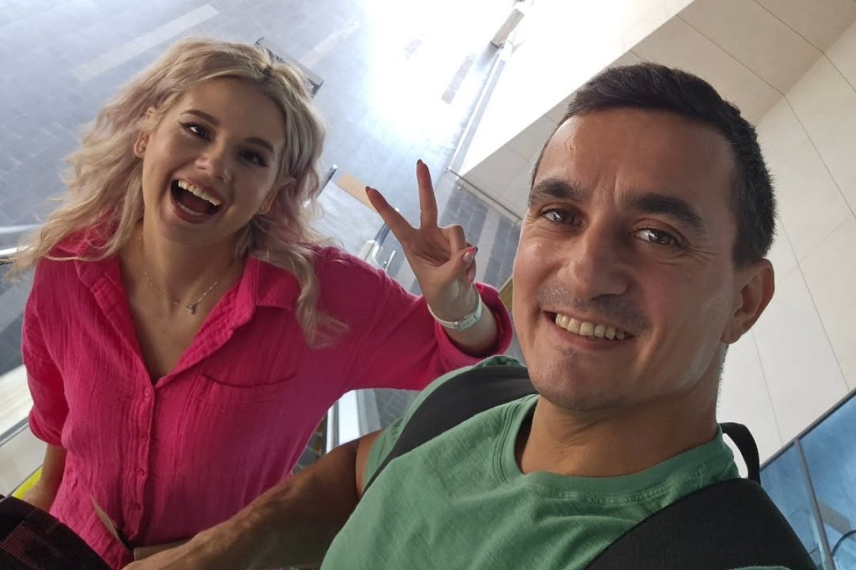 Marian Drăgulescu, fericit, alături de actuala soție, Simona Carmen