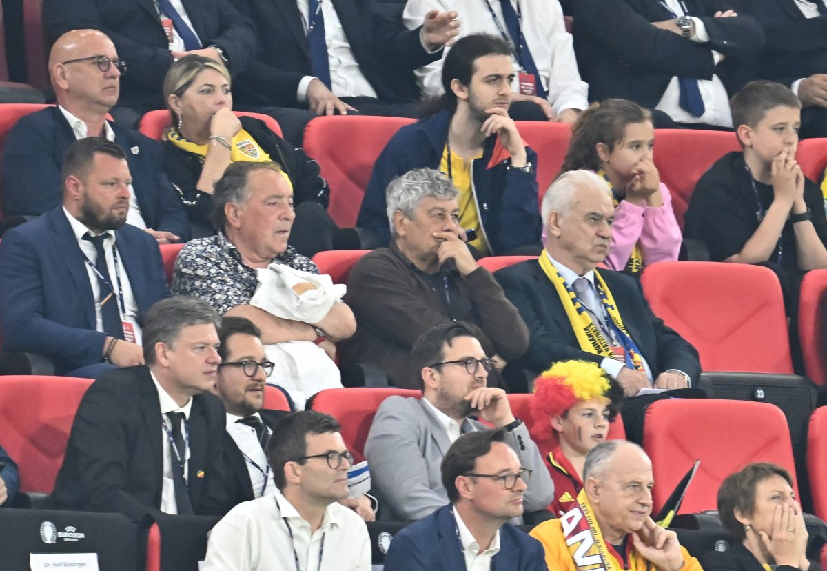 Marcel Răducanu, alături de Mircea Lucescu și de Anghel Iordănescu, în tribunele arenei din Köln, vara trecută, pentru a urmări Belgia - România 2-0, la Europeanul din Germania