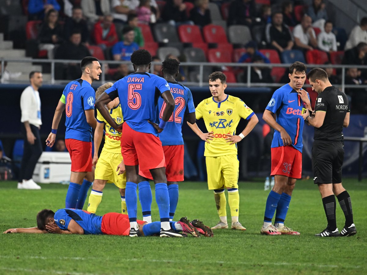 Musi accidentat de Jyry, în meciul FCSB - Petrolul (1-1), arbitrat de Rareș Vidican