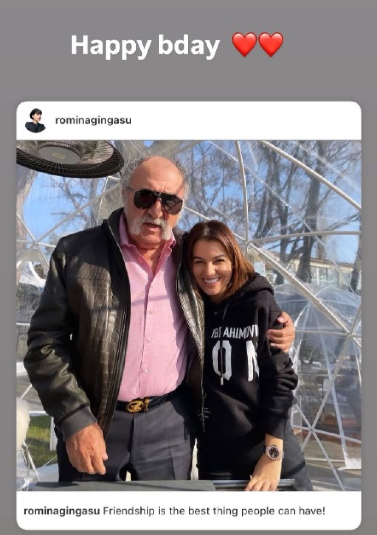 Postarea Rominei Gingașu cu ocazia aniversării lui Ion Țiriac