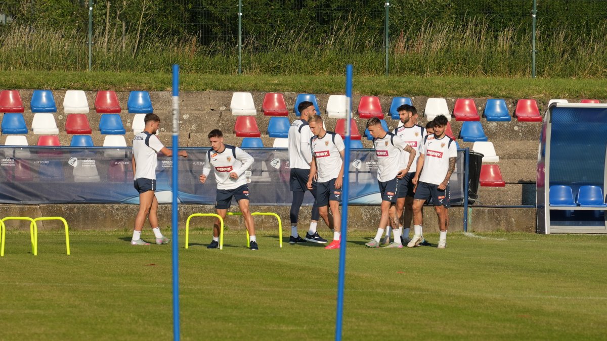 Imagine de la unul dintre antrenamentele României U21 în Slovacia