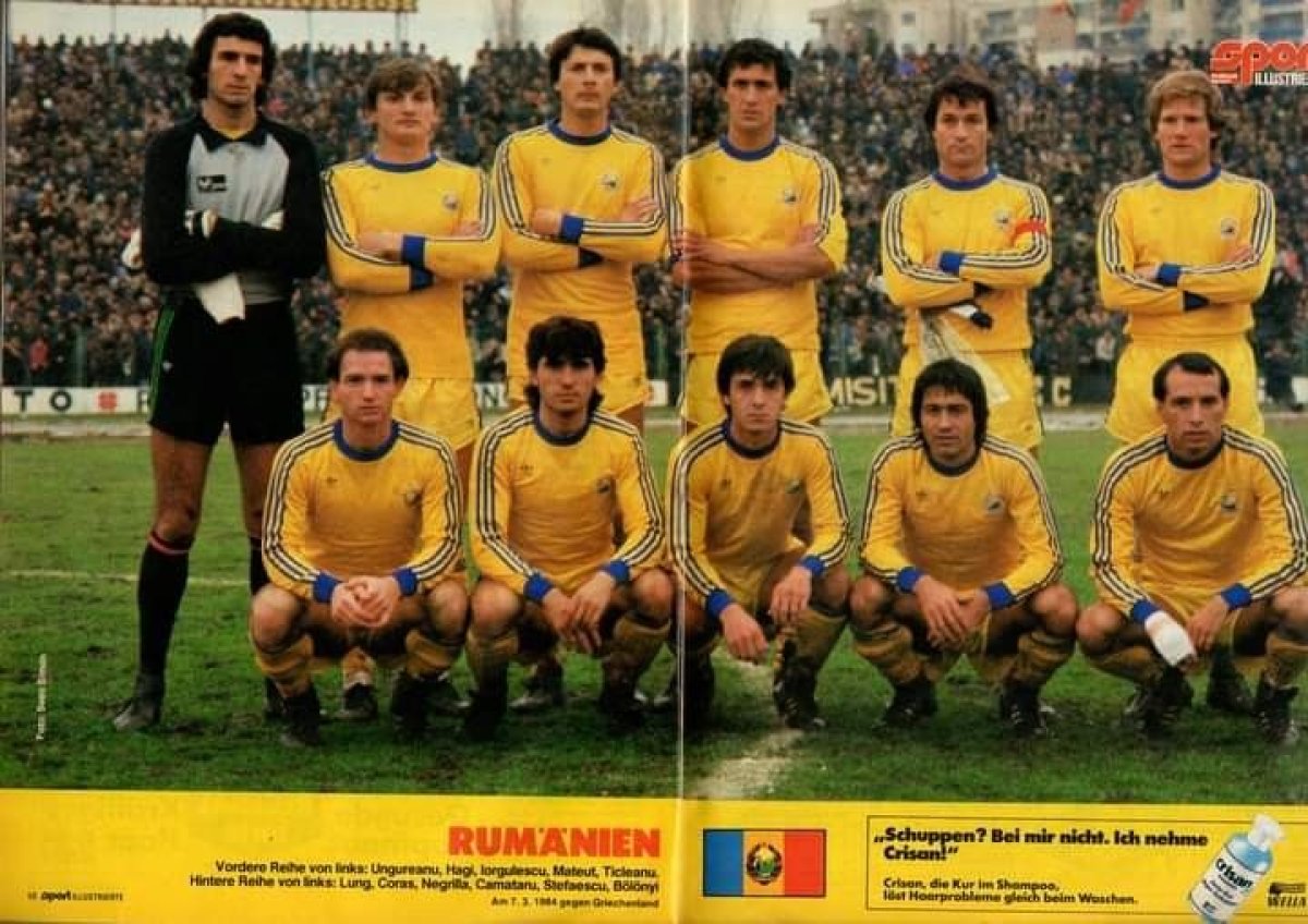 Gino Iorgulescu (al treilea de la stânga, rândul de sus), cu naționala României la Euro 1984