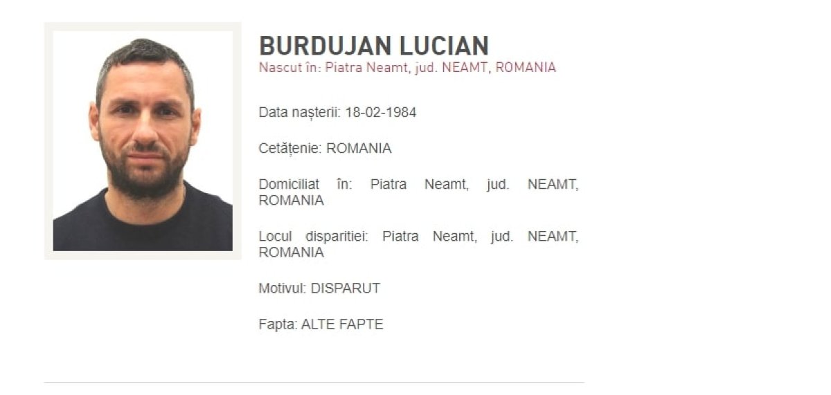 În toamna lui 2023, Lucian Burdujan a fost dat dispărut