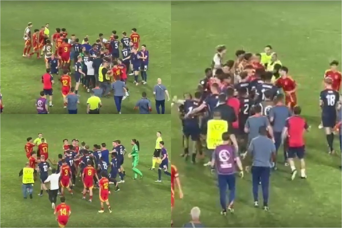 Scandal uriaș la finala EURO U19 de pe Giulești! Jucătorii s-au luat la bătaie pe teren