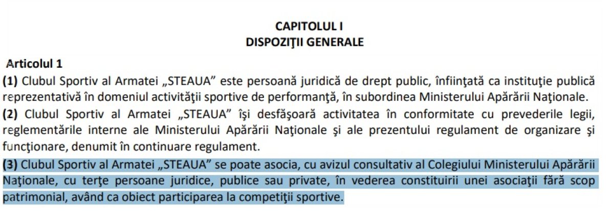 Pasajul din Regulamentul CSA Steaua care îi permite asocierea