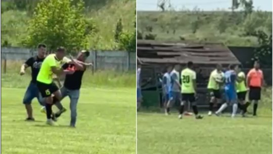 Și-au împărțit pumni în timpul meciului. Imagini șocante de pe terenul de fotbal, la un meci din liga a patra