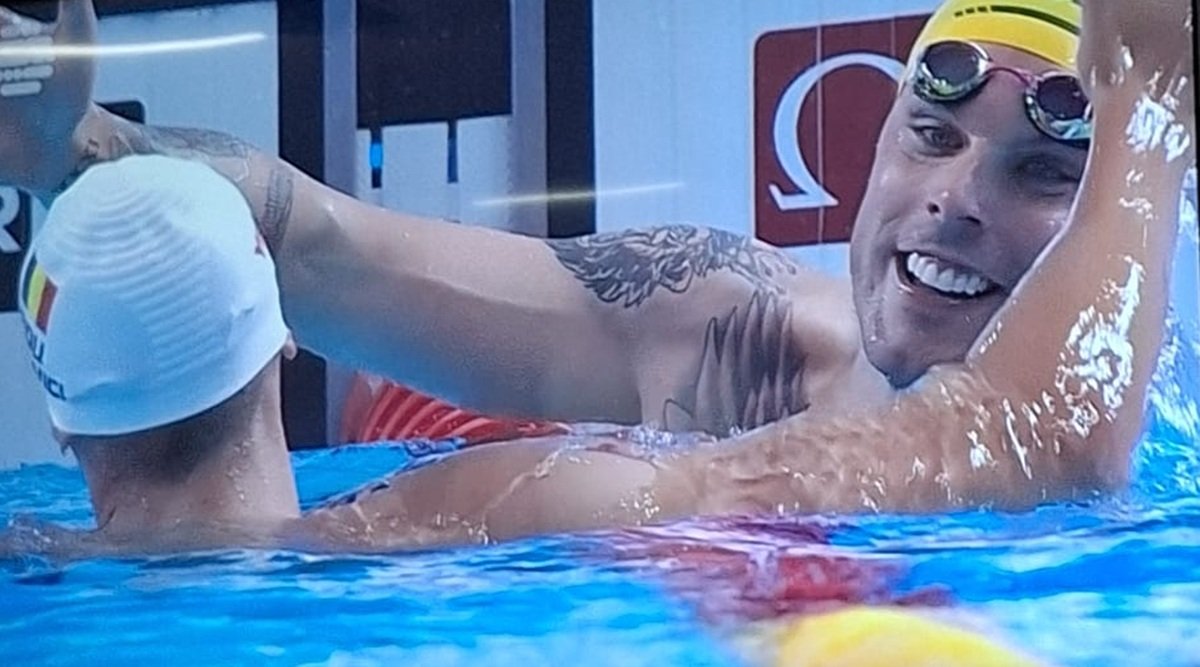 Kyle Chalmers l-a felicitat pe David Popovici cu zâmbetul pe buze