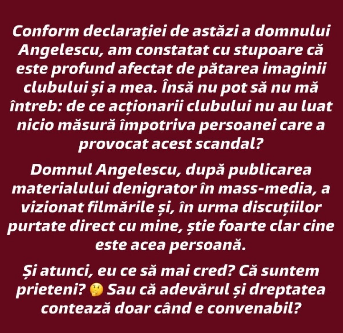 Postarea lui Cristi Săpunaru de pe contul său de pe o rețea de socializare