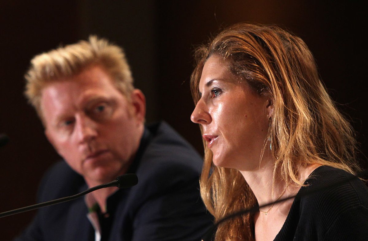 Monica Seles în 2010, alături de o altă legendă a tenisului, Boris Becker