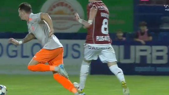 Intrare hazardată a lui Grameni! Gazdele au cerut ”roșu”, mijlocașul a scăpat doar cu ”galben”