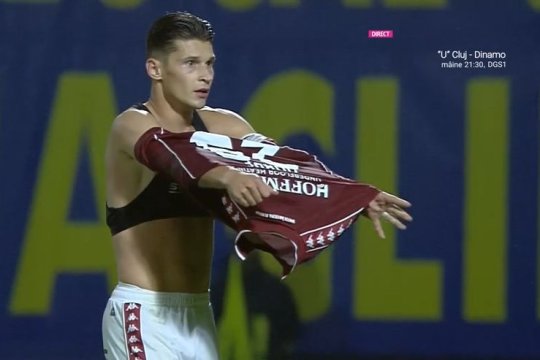 Moment inedit în Metaloglobus - Rapid 1-2! Alex Dobre i-a oferit tricoul unui adversar, în urma unui fault