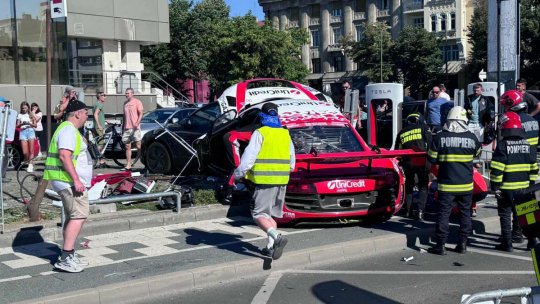 Fiul lui Mihai Leu, Marco, aproape de tragedie! Mașina sa a distrus un parapet de beton. Copilotul a fost transportat de urgență la spital