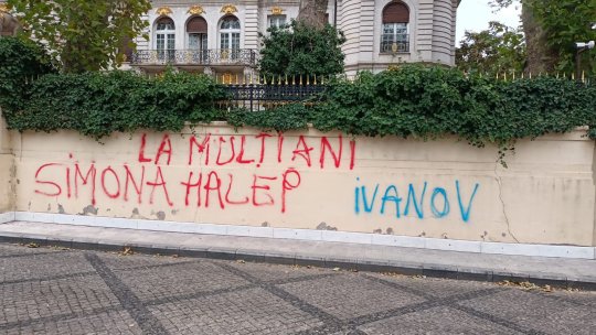 Gardul palatului lui Gigi Becali, vandalizat din nou! Autorul i-a urat ”La mulți ani!” Simonei Halep