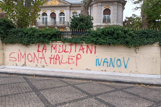 Gardul palatului lui Gigi Becali, vandalizat din nou! Autorul i-a urat ”La mulți ani!” Simonei Halep