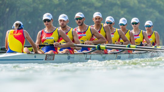 Medalie de aur pentru România la Mondialul de canotaj, la proba de 8+1 rame mixt