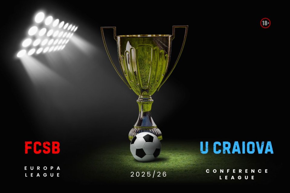 FCSB și U Craiova în cupele europene: program complet și cote la pariuri