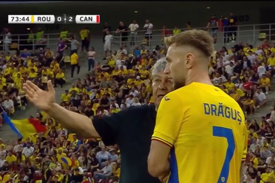 Denis Drăguș a fost apostrofat de Mircea Lucescu, imediat după schimbare. Fanii l-au huiduit pe atacant