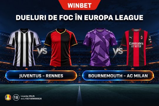 Europa League, etapa a 3-a: programul complet. Bournemouth - AC Milan și Juventus - Rennes, capetele de afiș (P)